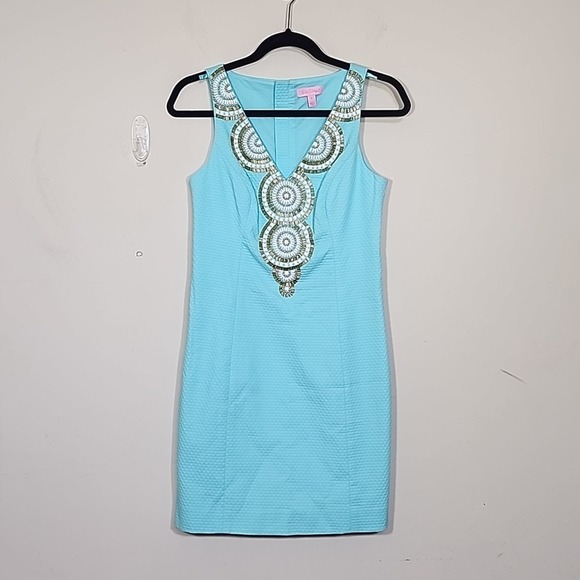 Lilly Pulitzer Gabi Shift Serene Blue Color Dress Size 0 - Picture 1 of 10